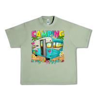 Oil Green camping is my happy place Urban Heavy Tee - texasbilliewilder
