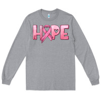 Heather Grey hope and pink ribbon Long Sleeve Tee - HRA Design Shop