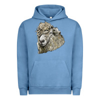 Pigment Pebble Blue lincoln sheep head Urban Hoodie - LillyAllenDesigns