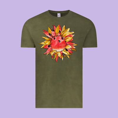 Watermelon Sunflower Vintage Tee Designed By Barkaloodesign