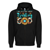 Black i'm just out here trusting god Zipper Hoodie - JahusDesignShop