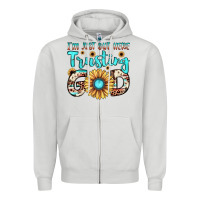 Dove Grey i'm just out here trusting god Zipper Hoodie - JahusDesignShop