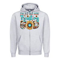 Heather Grey i'm just out here trusting god Zipper Hoodie - JahusDesignShop