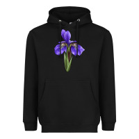 Black Iris Flower Illustrations Heavyweight Hoodie - LillyAllenDesigns