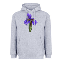 Heather Grey Iris Flower Illustrations Heavyweight Hoodie - LillyAllenDesigns