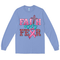 Colony Blue faith over fear with cross and ribbon Long Sleeve Tee - HRA Design Shop