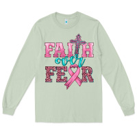 Matcha faith over fear with cross and ribbon Long Sleeve Tee - HRA Design Shop