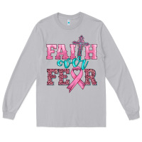 Faith Over Fear With Cross And Ribbon Long Sleeve Tee | Teevron