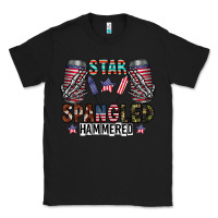 Black star spangled hammered Classic Tee - CowhideDigitalArt
