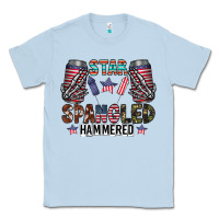 Dusty Blue star spangled hammered Classic Tee - CowhideDigitalArt