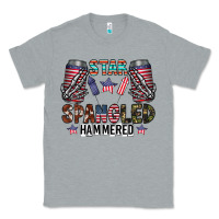Heather Grey star spangled hammered Classic Tee - CowhideDigitalArt