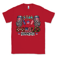 Red star spangled hammered Classic Tee - CowhideDigitalArt
