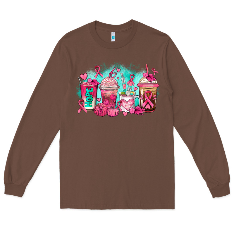 Breast Cancer  Coffee Cups Long Sleeve Tee by AdoDesignShop | Teevron
