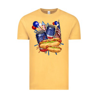 Vintage Mustard hotdog with beers billie wilder Vintage Tee - texasbilliewilder