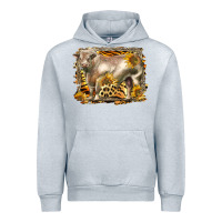 Heather Grey western charolais bull Urban Hoodie - LillyAllenDesigns