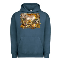 Pigment Midnight Navy western charolais bull Urban Hoodie - LillyAllenDesigns