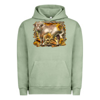 Pigment Oil Green western charolais bull Urban Hoodie - LillyAllenDesigns