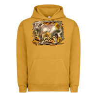 Pigment Peanut Butter western charolais bull Urban Hoodie - LillyAllenDesigns