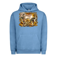 Pigment Pebble Blue western charolais bull Urban Hoodie - LillyAllenDesigns