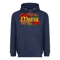 Navy Latina mama with serape and roses Heavyweight Hoodie - Jasminsmagicworld