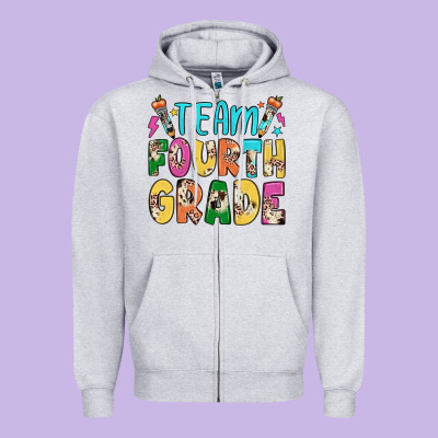 Team Fourth Grade Zipper Hoodie Designed By Jahusdesignshop
