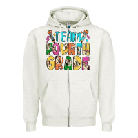 Oatmeal Heather team fourth grade Zipper Hoodie - JahusDesignShop