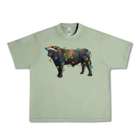 Oil Green christmas black angus bull with christmas lights Urban Heavy Tee - RanaPortraitStore