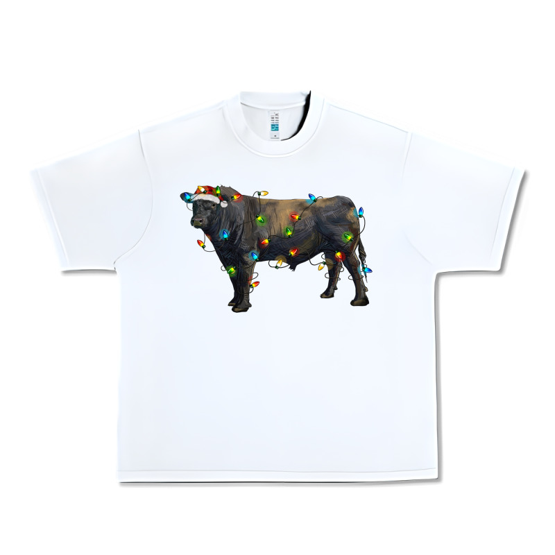 Christmas Black Angus Bull With Christmas Lights Urban Heavy Tee by RanaPortraitStore | Teevron