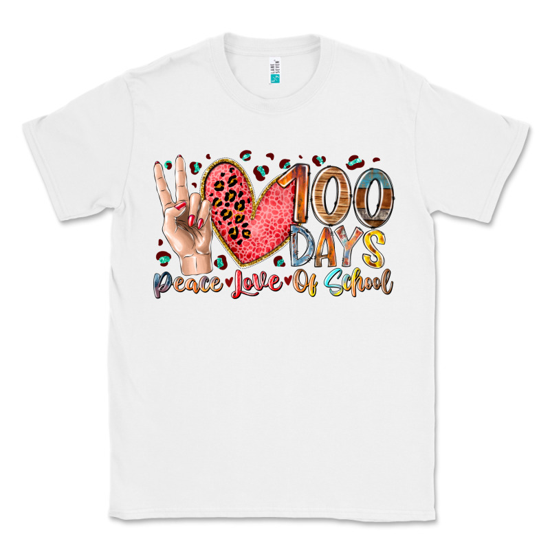 Peace Love 100 Days Of School Classic Tee by RacoonDesign | Teevron