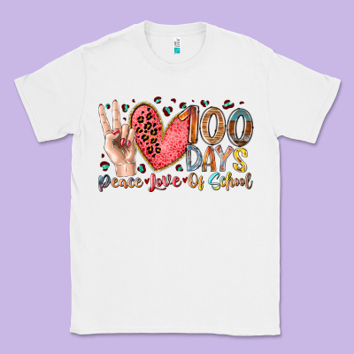 Peace Love 100 Days Of School Classic Tee Designed By Racoondesign