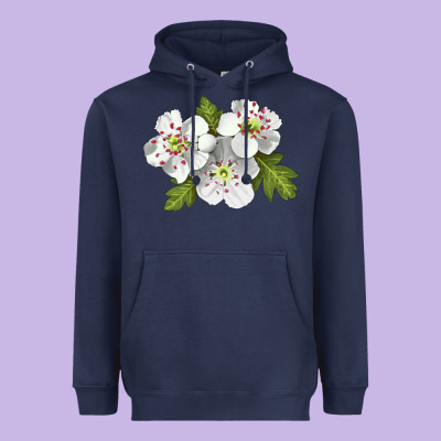 Hawthorn Flower Illustrations Heavyweight Hoodie Designed By Lillyallendesigns