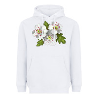 White Hawthorn Flower Illustrations Heavyweight Hoodie - LillyAllenDesigns