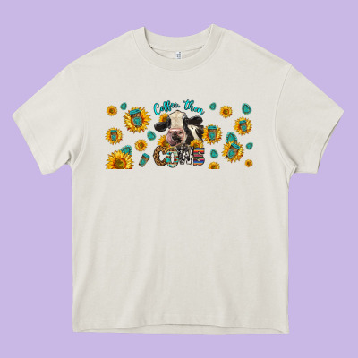 Coffee Then Cows Heavy Core Tee Designed By Lillyallendesigns