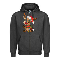 Charcoal Heather baby christmas reindeer Zipper Hoodie - AdoDesignShop