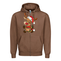 Chestnut baby christmas reindeer Zipper Hoodie - AdoDesignShop