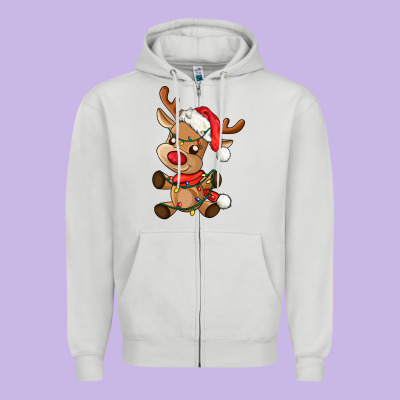 Baby Christmas Reindeer Zipper Hoodie Designed By Adodesignshop
