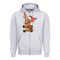 Heather Grey baby christmas reindeer Zipper Hoodie - AdoDesignShop