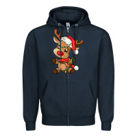 Navy baby christmas reindeer Zipper Hoodie - AdoDesignShop