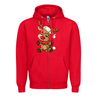 Red baby christmas reindeer Zipper Hoodie - AdoDesignShop