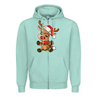 Seafoam baby christmas reindeer Zipper Hoodie - AdoDesignShop