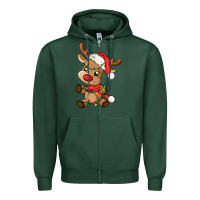 Sports Green baby christmas reindeer Zipper Hoodie - AdoDesignShop