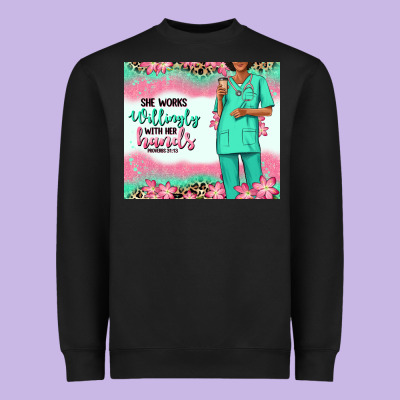 Heavyweight Sweatshirt she works willingly with her hands afro nurse