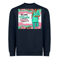 Navy she works willingly with her hands afro nurse Heavyweight Sweatshirt - RanaPortraitStore