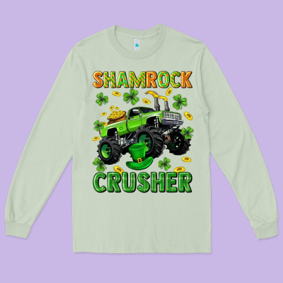 St Patricks Shamrock Crusher Long Sleeve Tee Designed By Neo Western