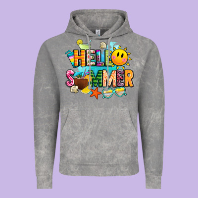 Hello Summer Vintage Hoodie Designed By Jahusdesignshop