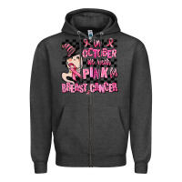 Charcoal Heather in october we wear pink for breast cancer Zipper Hoodie - AdoDesignShop