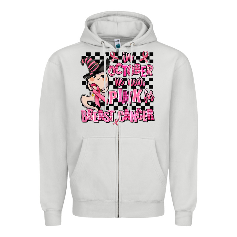 In October We Wear Pink For Breast Cancer Zipper Hoodie by AdoDesignShop | Teevron