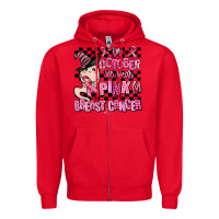 Red in october we wear pink for breast cancer Zipper Hoodie - AdoDesignShop