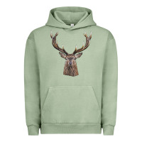 Pigment Oil Green elk deer head Urban Hoodie - LillyAllenDesigns