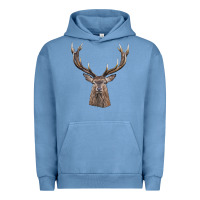 Pigment Pebble Blue elk deer head Urban Hoodie - LillyAllenDesigns